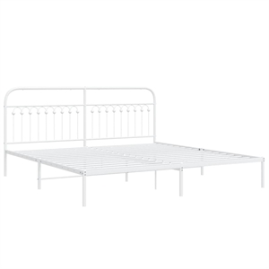 Pemberly Row Rectangular Powder-Coated Steel Full Bed Frame in White