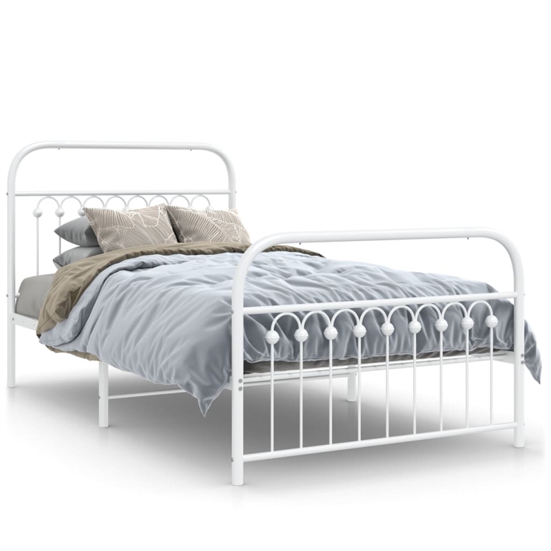 Pemberly Row Contemporary Engineered wood Twin Bed Frame in White