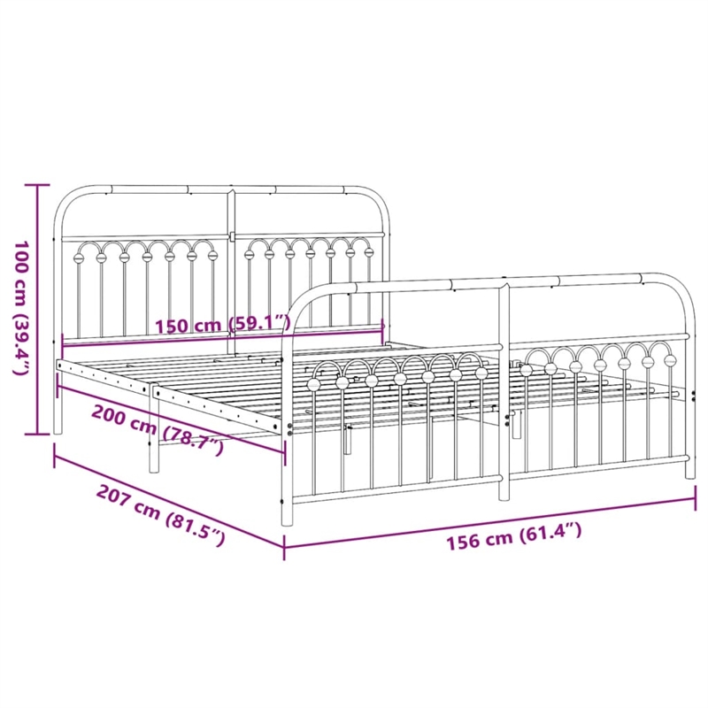 Pemberly Row Rectangular Powder-Coated Steel Full Bed Frame in White
