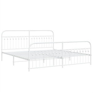 Pemberly Row Contemporary 76 x 80 Rectangular Bed Frame in White Steel