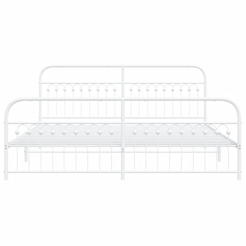 Pemberly Row Contemporary 76 x 80 Rectangular Bed Frame in White Steel