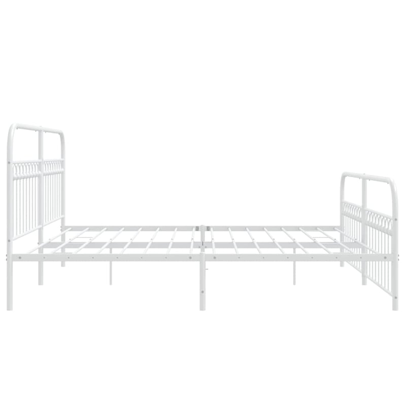 Pemberly Row Contemporary 76 x 80 Rectangular Bed Frame in White Steel
