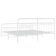 Pemberly Row Contemporary 76 x 80 Rectangular Bed Frame in White Steel