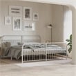 Pemberly Row Contemporary 76 x 80 Rectangular Bed Frame in White Steel