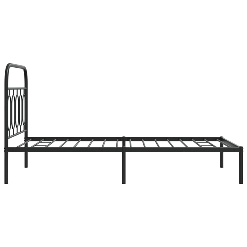 Pemberly Row Contemporary 39.4x78.7 Rectangular Bed Frame in Black Steel