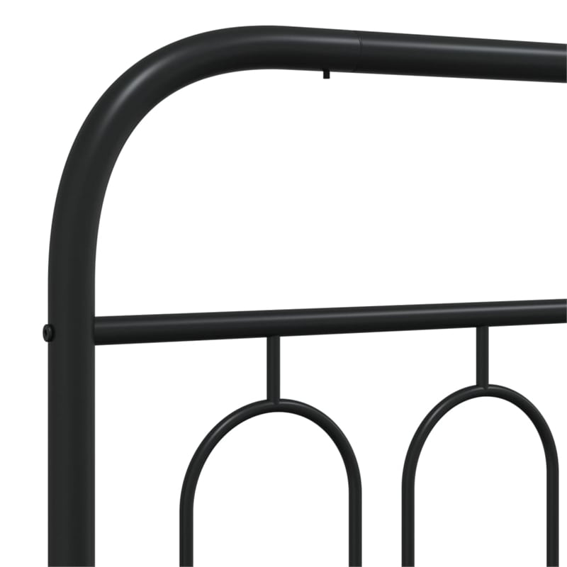 Pemberly Row Contemporary 39.4x78.7 Rectangular Bed Frame in Black Steel