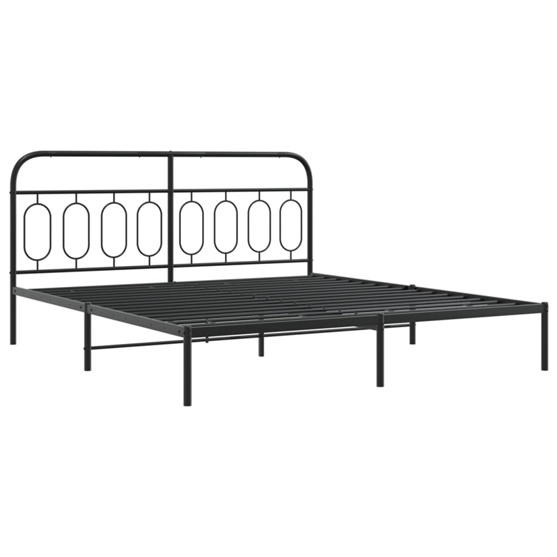 Pemberly Row Rectangular Modern Steel Full Bed Frame in Black