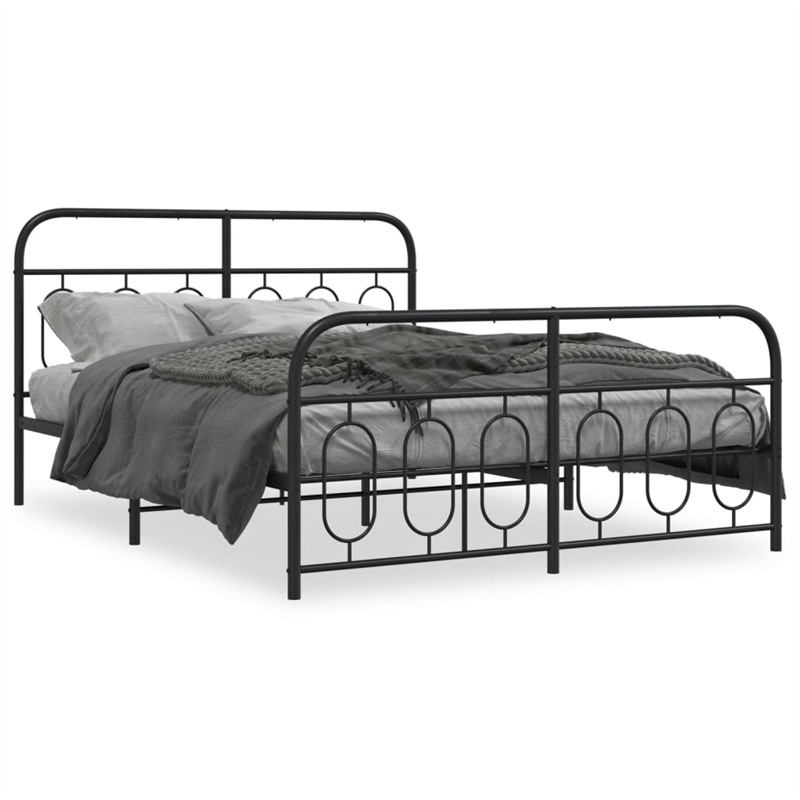 Pemberly Row Rectangular Modern Steel Full Bed Frame in Black