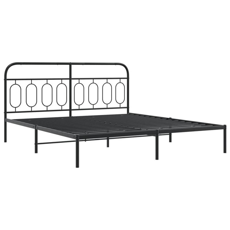 Pemberly Row Rectangular Modern Steel Full Bed Frame in Black