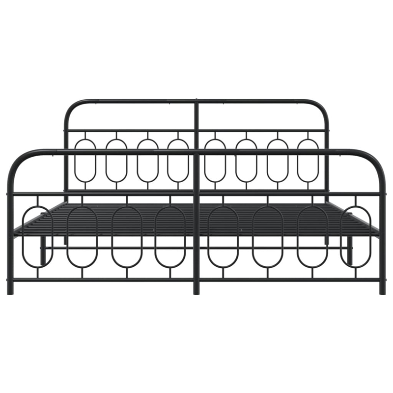 Pemberly Row Rectangular Modern Steel Full Bed Frame in Black
