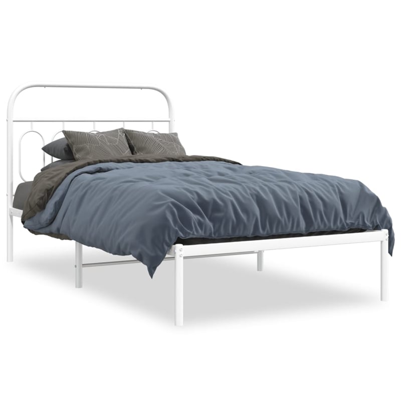 Pemberly Row Contemporary Engineered wood Twin Bed Frame in White