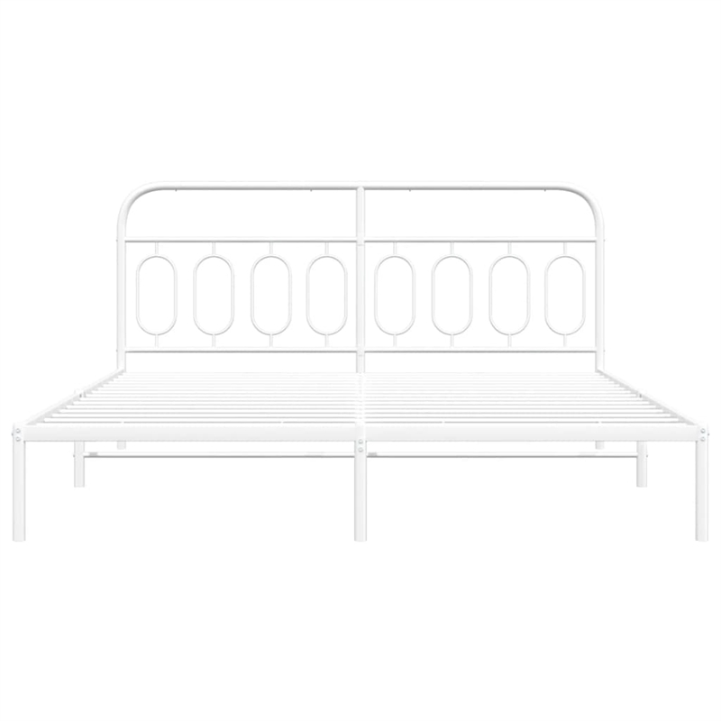 Pemberly Row Powder-Coated Steel King/Double Bed Frame in White