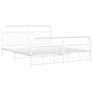 Pemberly Row Rectangular Powder-Coated Steel Full Bed Frame in White