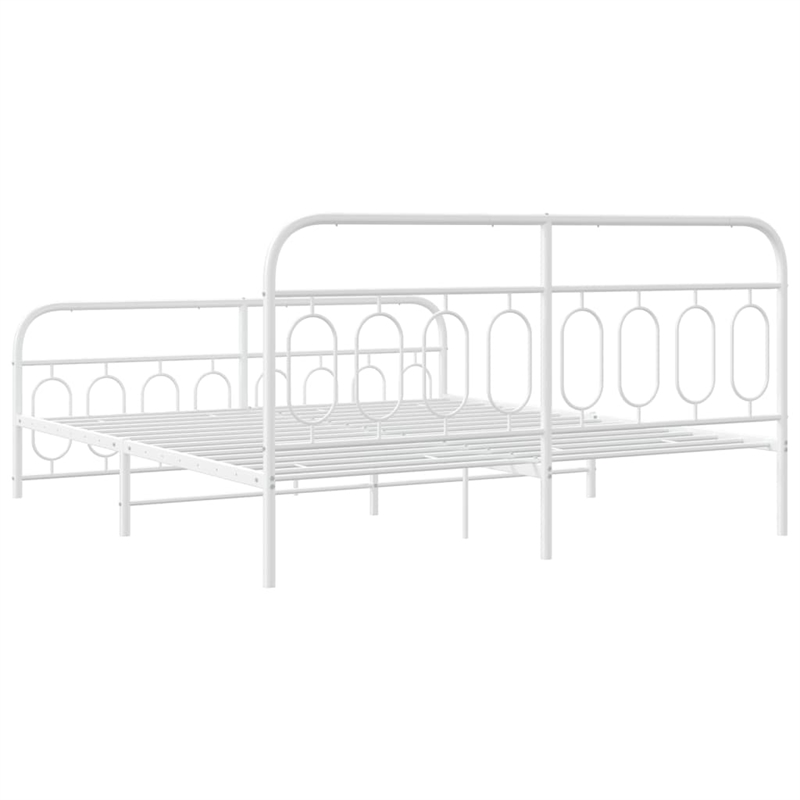 Pemberly Row Rectangular Powder-Coated Steel Full Bed Frame in White