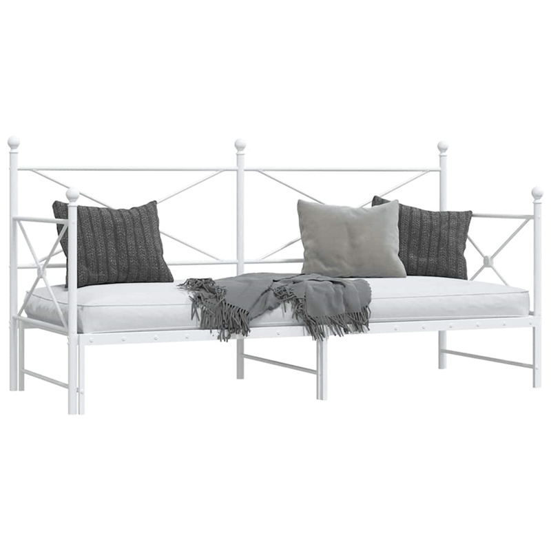 Pemberly Row Contemporary Steel Daybed With Trundle in White