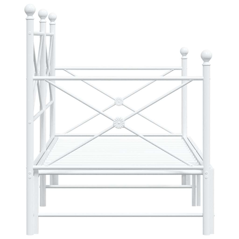 Pemberly Row Contemporary Steel Daybed With Trundle in White