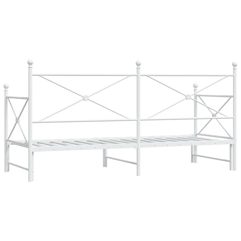 Pemberly Row Contemporary Steel Daybed With Trundle in White