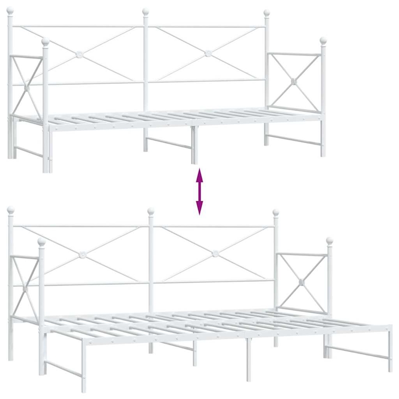 Pemberly Row Contemporary Steel Daybed With Trundle in White