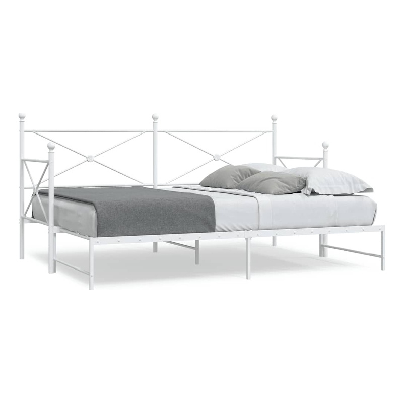 Pemberly Row Contemporary Steel Daybed With Trundle in White