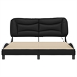 Pemberly Row Engineered Wood Faux Leather Queen Bed Frame in Black and White