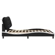 Pemberly Row Engineered Wood Faux Leather Queen Bed Frame in Black and White
