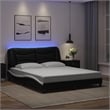 Pemberly Row Engineered Wood Faux Leather Queen Bed Frame in Black and White