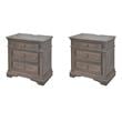 Pemberly Row Set of 2 Driftwood Gray Wood 3-Drawer Nightstands