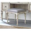 Pemberly Row Set of 2 Rustic Ivory Wood Vanity Bench and Desk