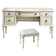 Pemberly Row Set of 2 Rustic Ivory Wood Vanity Bench and Desk