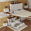 Pemberly Row Queen Wood Murphy Bed Cabinet with Built-in Charger White