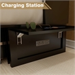 Pemberly Row Queen Wood Murphy Bed with Drawers and Charging Station in Black