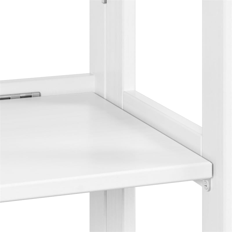 Pemberly Row Modern Solid Wood 3-Shelves Folding Bookcase in White