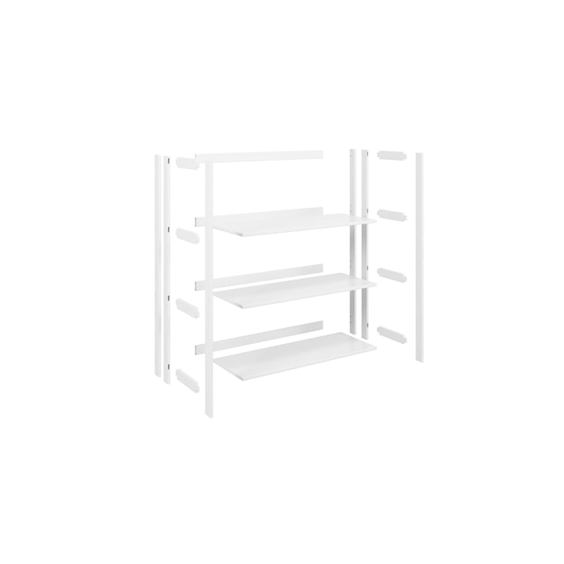 Pemberly Row Modern Solid Wood 3-Shelves Folding Bookcase in White