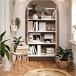 Pemberly Row Modern Solid Wood 4-Shelves Folding Bookcase in White