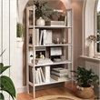Pemberly Row Modern Solid Wood 4-Shelves Folding Bookcase in White