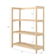 Pemberly Row Modern Solid Wood 3-Shelves Folding Bookcase/Pantry in Unfinished