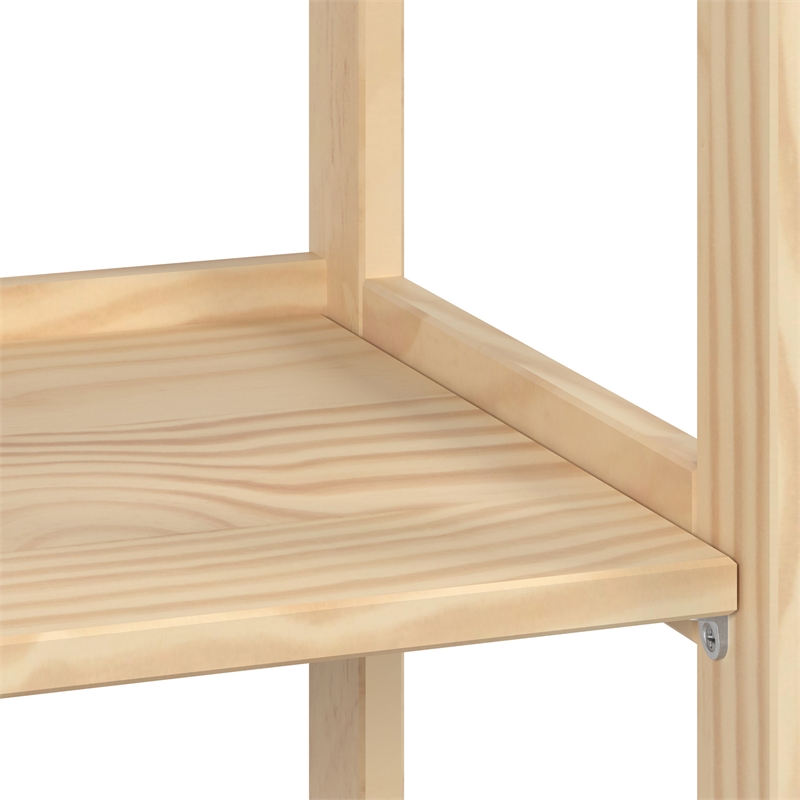 Pemberly Row Modern Solid Wood 3-Shelves Folding Bookcase/Pantry in Unfinished