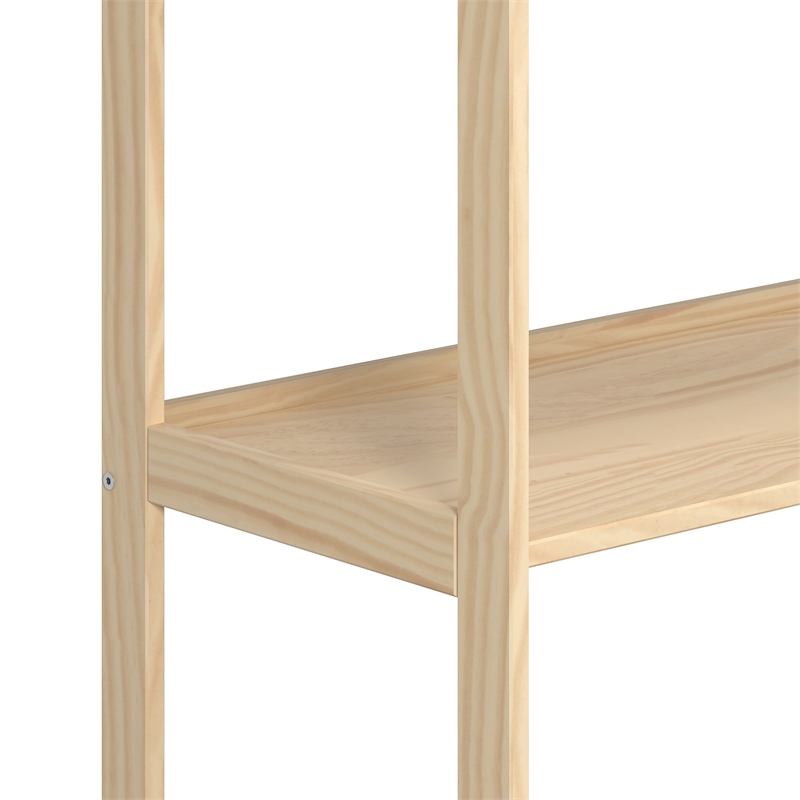 Pemberly Row Modern Solid Wood 4-Shelves Folding Bookcase/Pantry in Unfinished