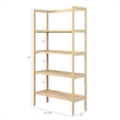 Pemberly Row Modern Solid Wood 4-Shelves Folding Bookcase/Pantry in Unfinished