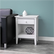 Pemberly Row White Solid Wood Single Drawer End Table/Nightstand with Cubby