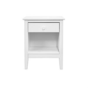 Pemberly Row White Solid Wood Single Drawer End Table/Nightstand with Cubby