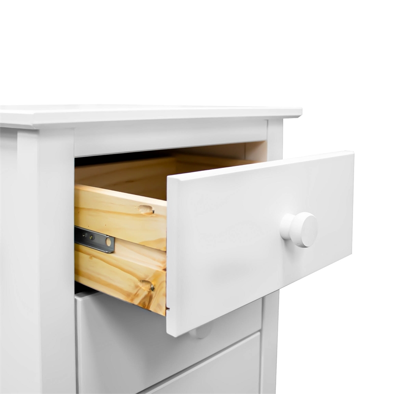Pemberly Row Modern Solid Wood 3-Drawers End Table/Nightstand in White