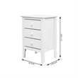 Pemberly Row Modern Solid Wood 3-Drawers End Table/Nightstand in White