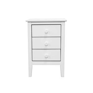 Pemberly Row Modern Solid Wood 3-Drawers End Table/Nightstand in White