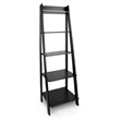 Pemberly Row Modern Solid Wood 5-Shelves Ladder Bookcase in Black