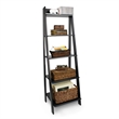 Pemberly Row Modern Solid Wood 5-Shelves Ladder Bookcase in Black