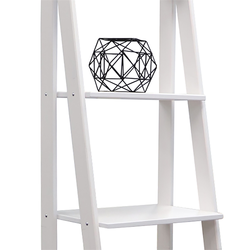 Pemberly Row Modern Solid Wood 5-Shelves Ladder Bookcase in White