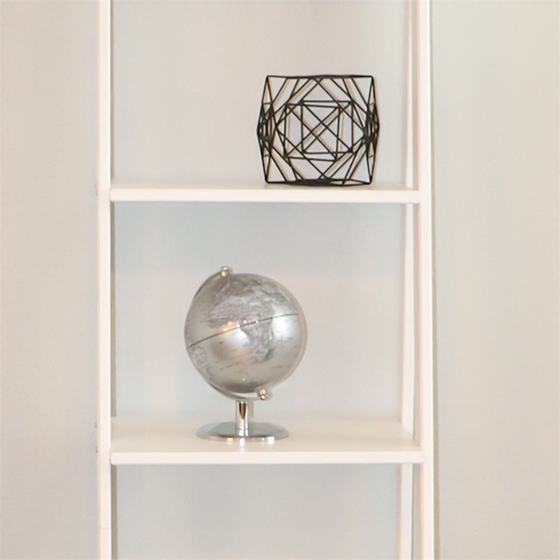 Pemberly Row Modern Solid Wood 5-Shelves Ladder Bookcase in White