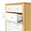 Pemberly Row Modern Solid Wood 5-Drawers Dresser in Natural with White Front