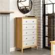Pemberly Row Modern Solid Wood 5-Drawers Dresser in Natural with White Front